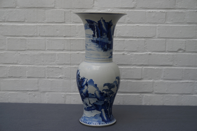 A Chinese blue and white yenyen 'river landscape' vase, Kangxi